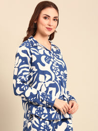 Tunic Top All Over Print-Blue - De Moza