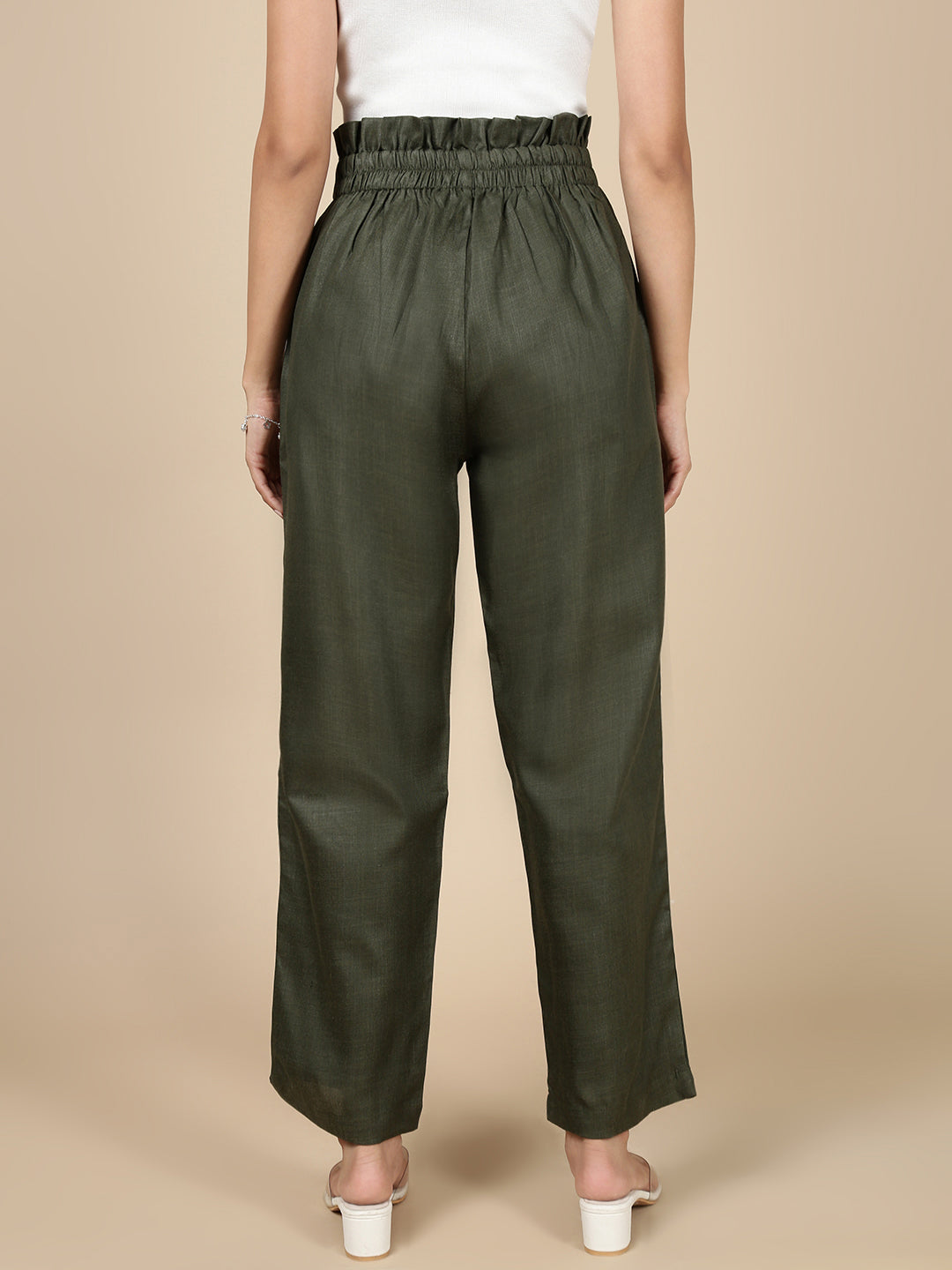 Paper Bag Pant-Dark Olive