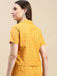 Crop Shirt Woven-Mustard - De Moza