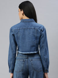 De Moza Women Denim Jacket Mid Blue