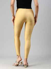 De Moza Women Ankle Length Leggings Solid Gold