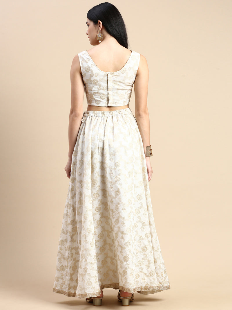 De Moza Women Skirt Bottom Polyester Offwhite - De Moza