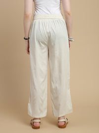 De Moza Women Viscose  Palazzo Pant with Functional Pockets Natutal - De Moza