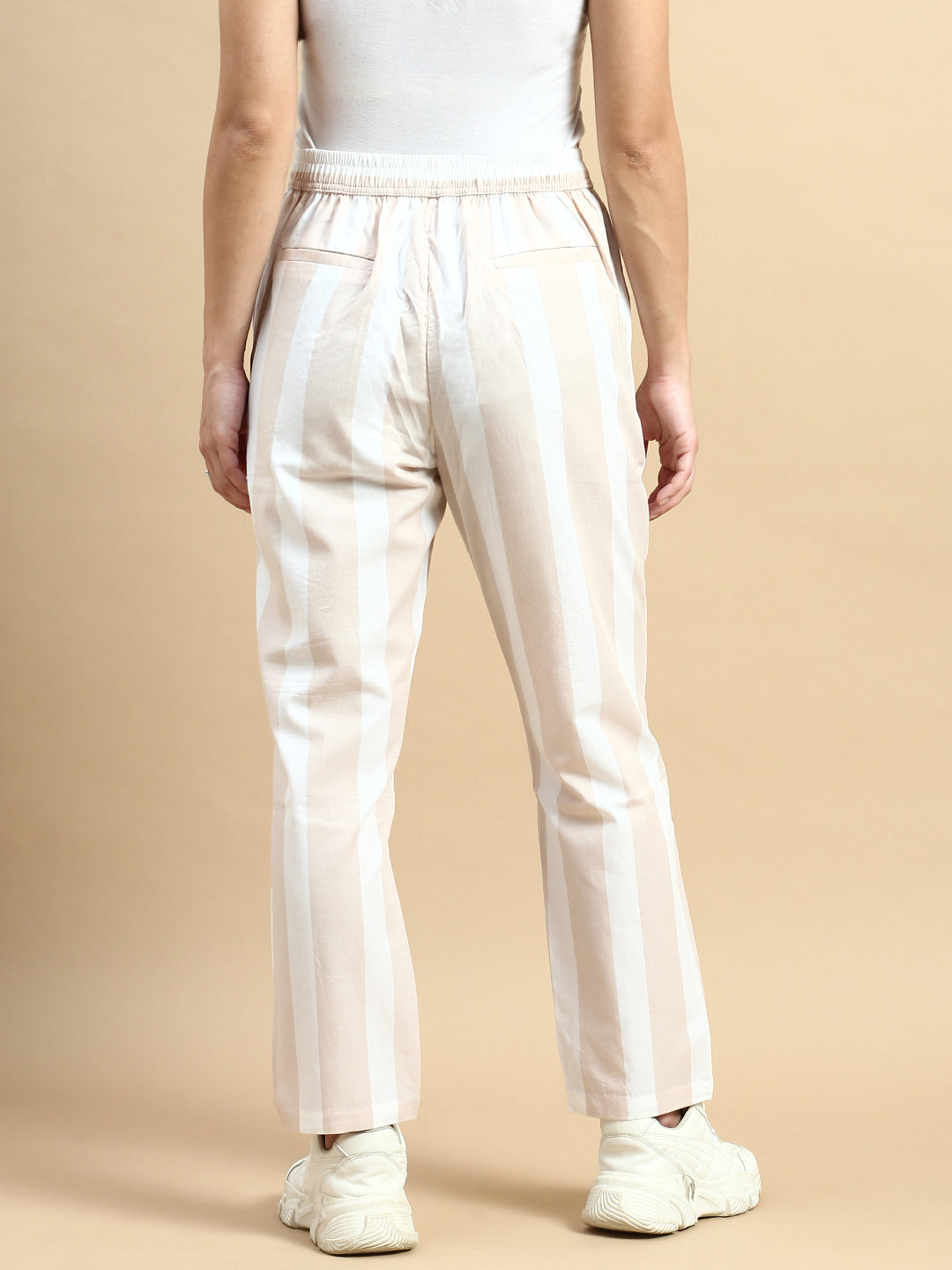 Straight Pant Striped-Beige - De Moza