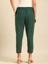 Printed Straight Pant-Bottle Green - De Moza