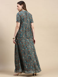Skirt Woven AOP-Green - De Moza