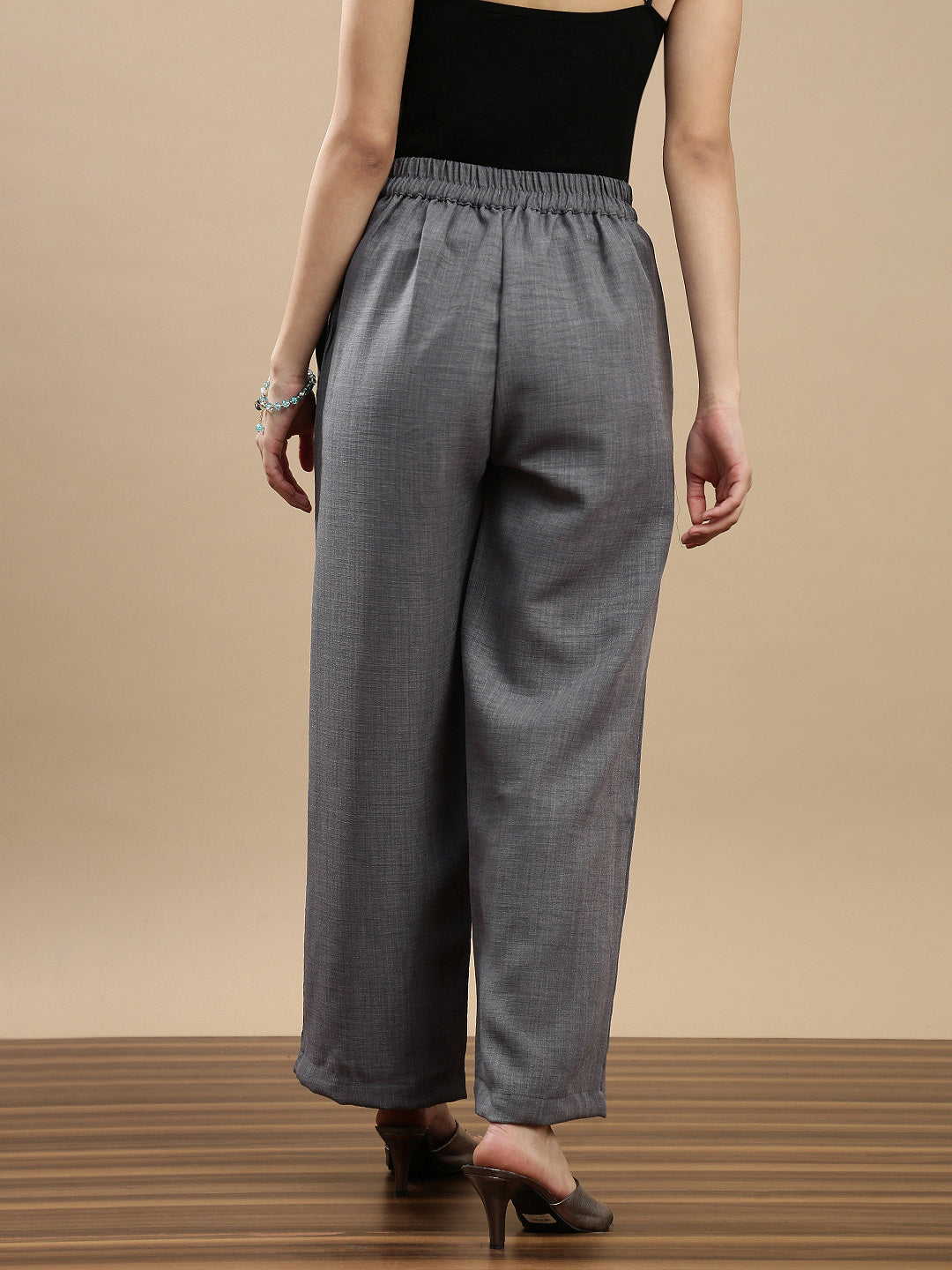 De Moza Women Casual Palazzo Steel Grey