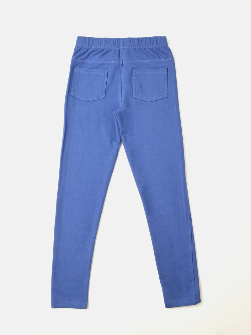 De Moza Girls Solid Jegging Royal Blue