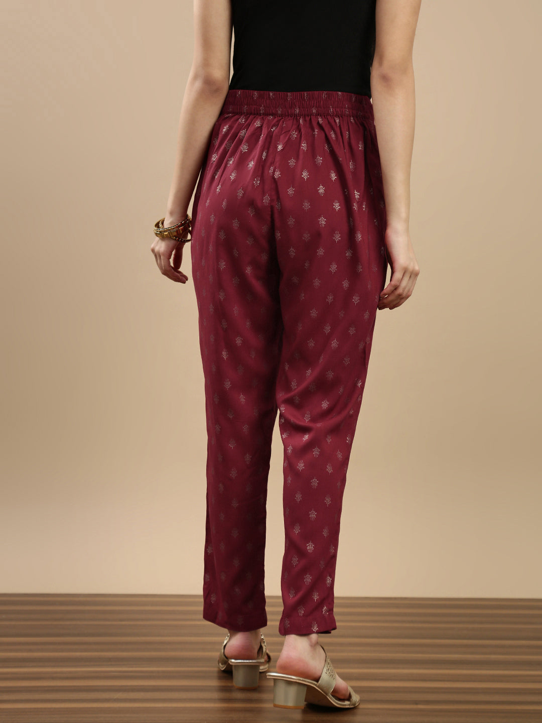 De Moza Women Festive Pants Maroon - De Moza