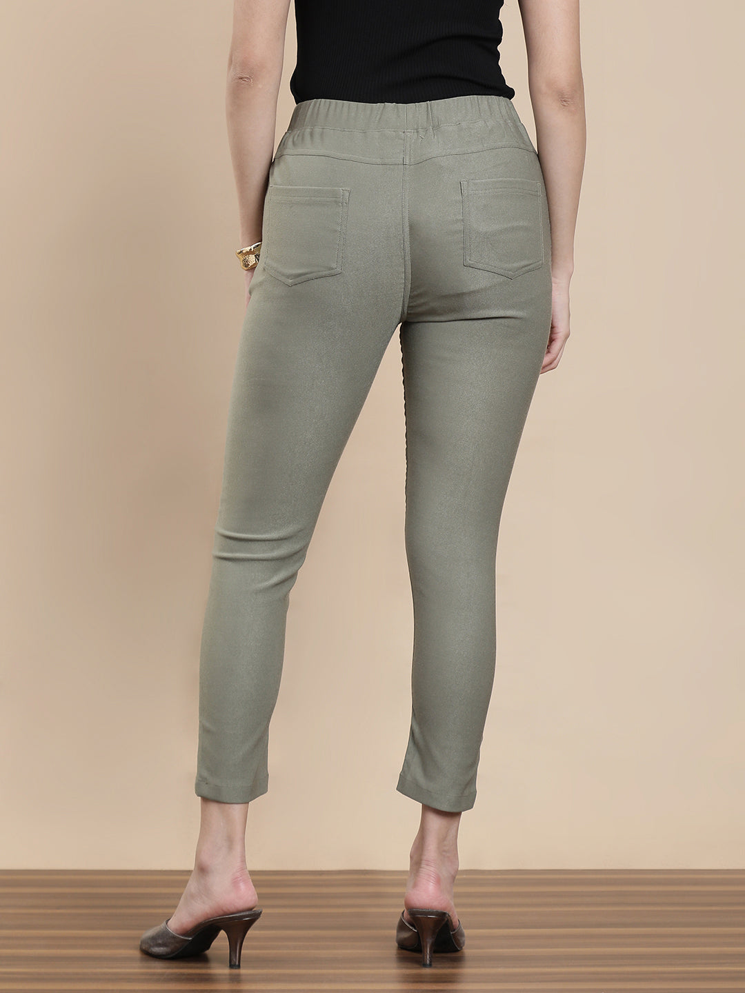 De Moza Women's Casual Jegging Olive Green - De Moza