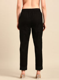Straight Pant Embroidered-Black - De Moza