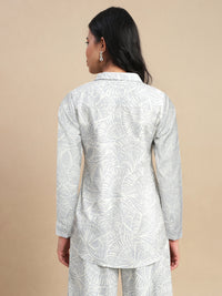 De Moza Women's Officewear Co-ords (Tunic Shirt & Palazzo) Offwhite - De Moza