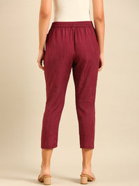 Printed Straight Pant-Wine - De Moza