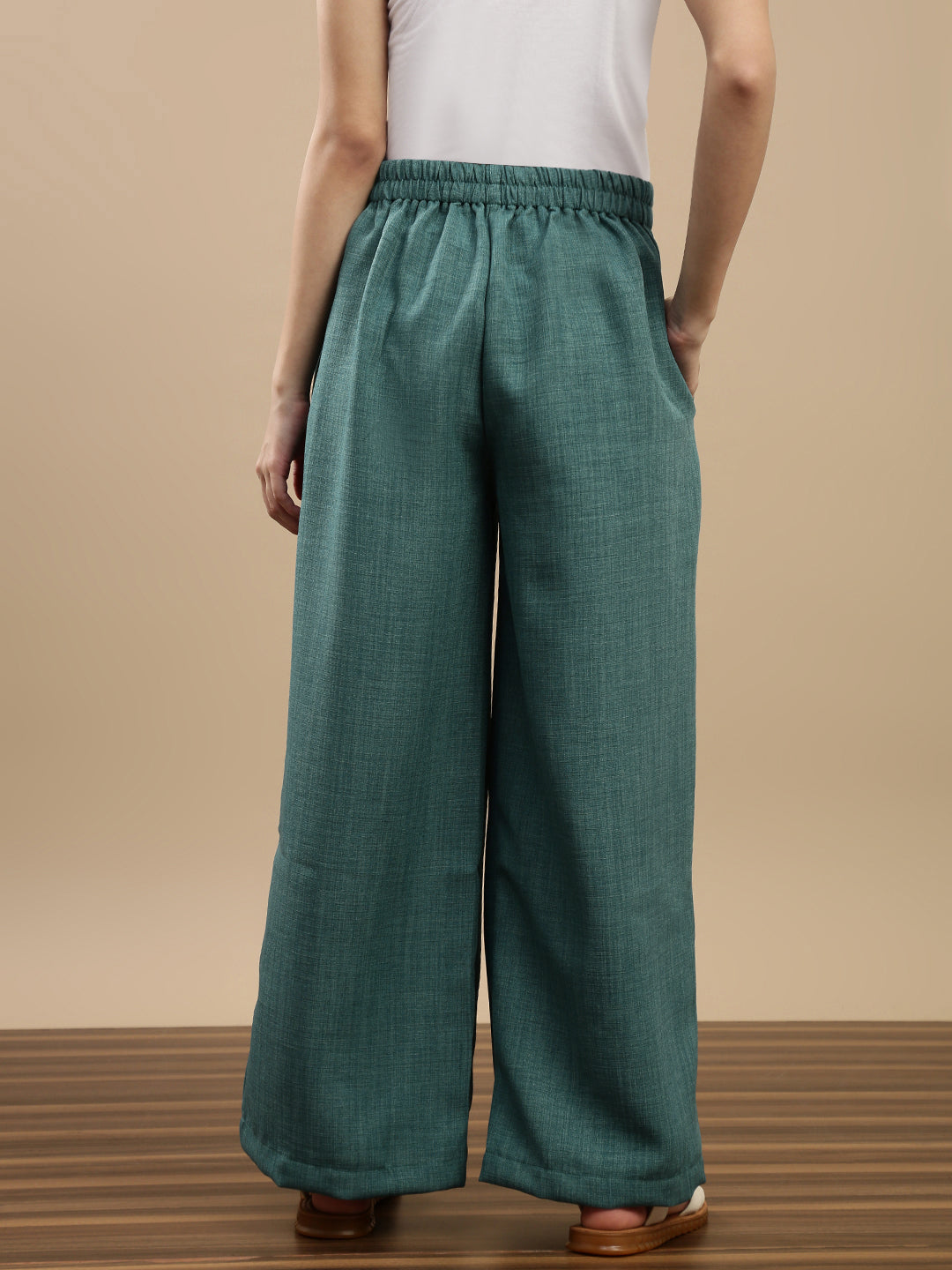 De Moza Women Casual Palazzo Dark Teal