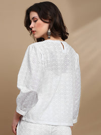 Co-ord Set (Top & Palazzo) - White - De Moza