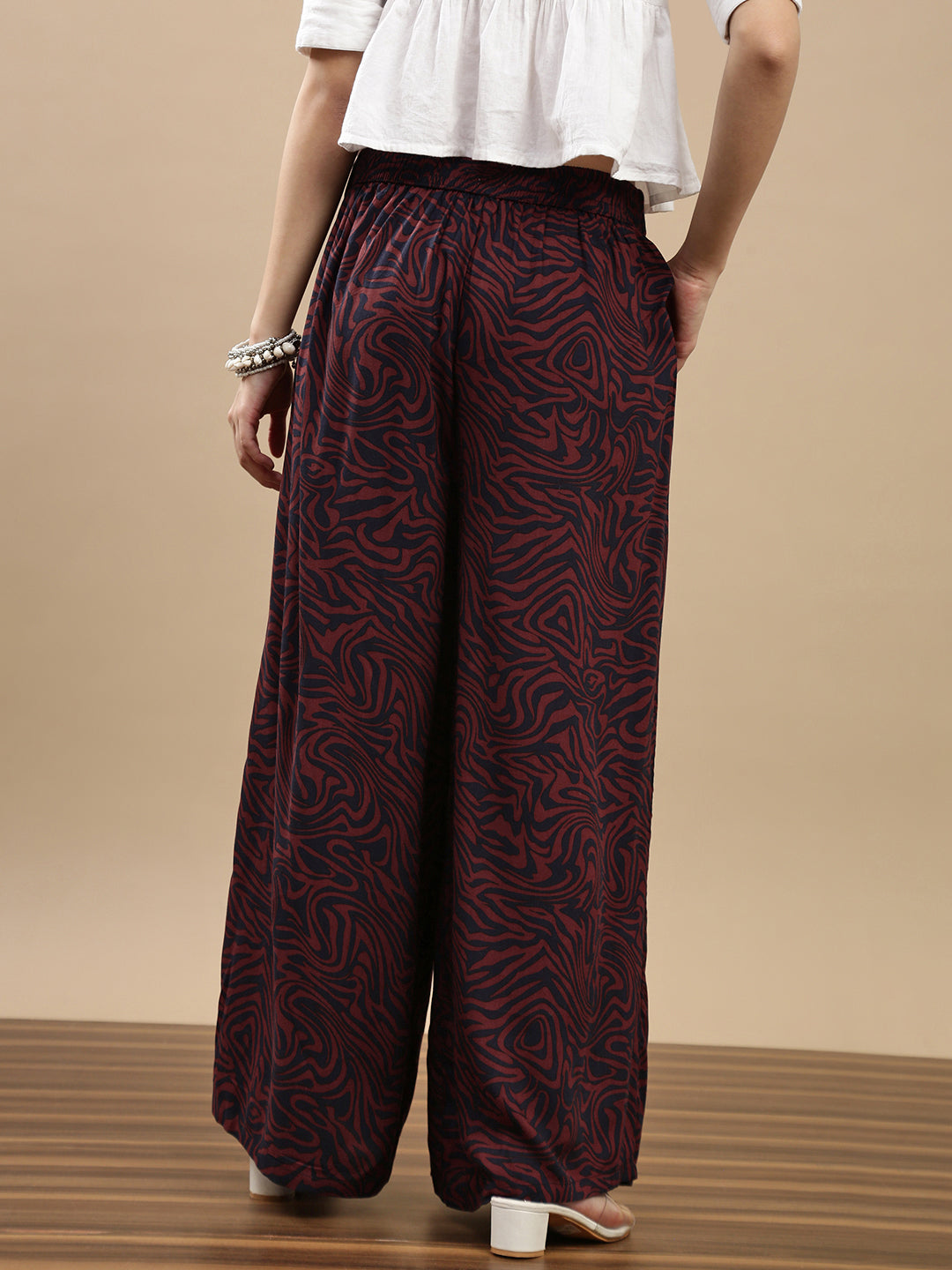 De Moza Women Casual Palazzo Maroon - De Moza