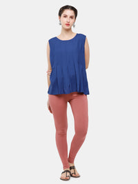 De Moza Ladies Ankle Length Leggings Solid Cotton Dark Peach