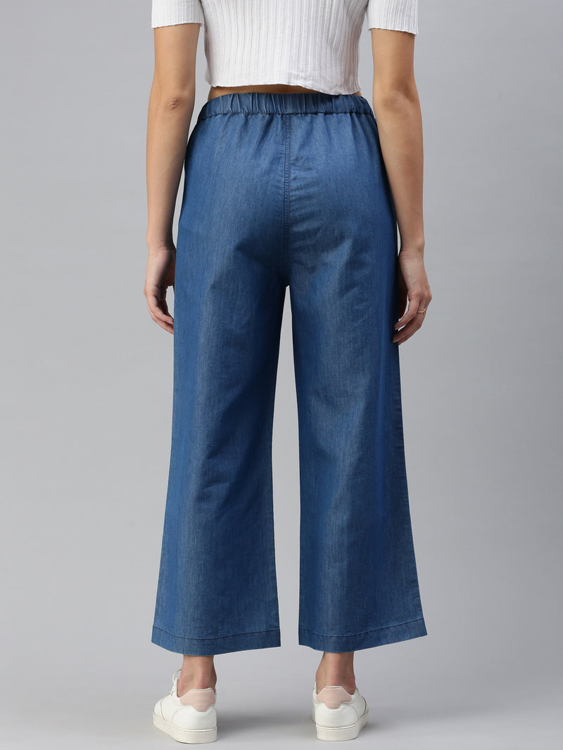 De Moza Women Culottes Mid Blue