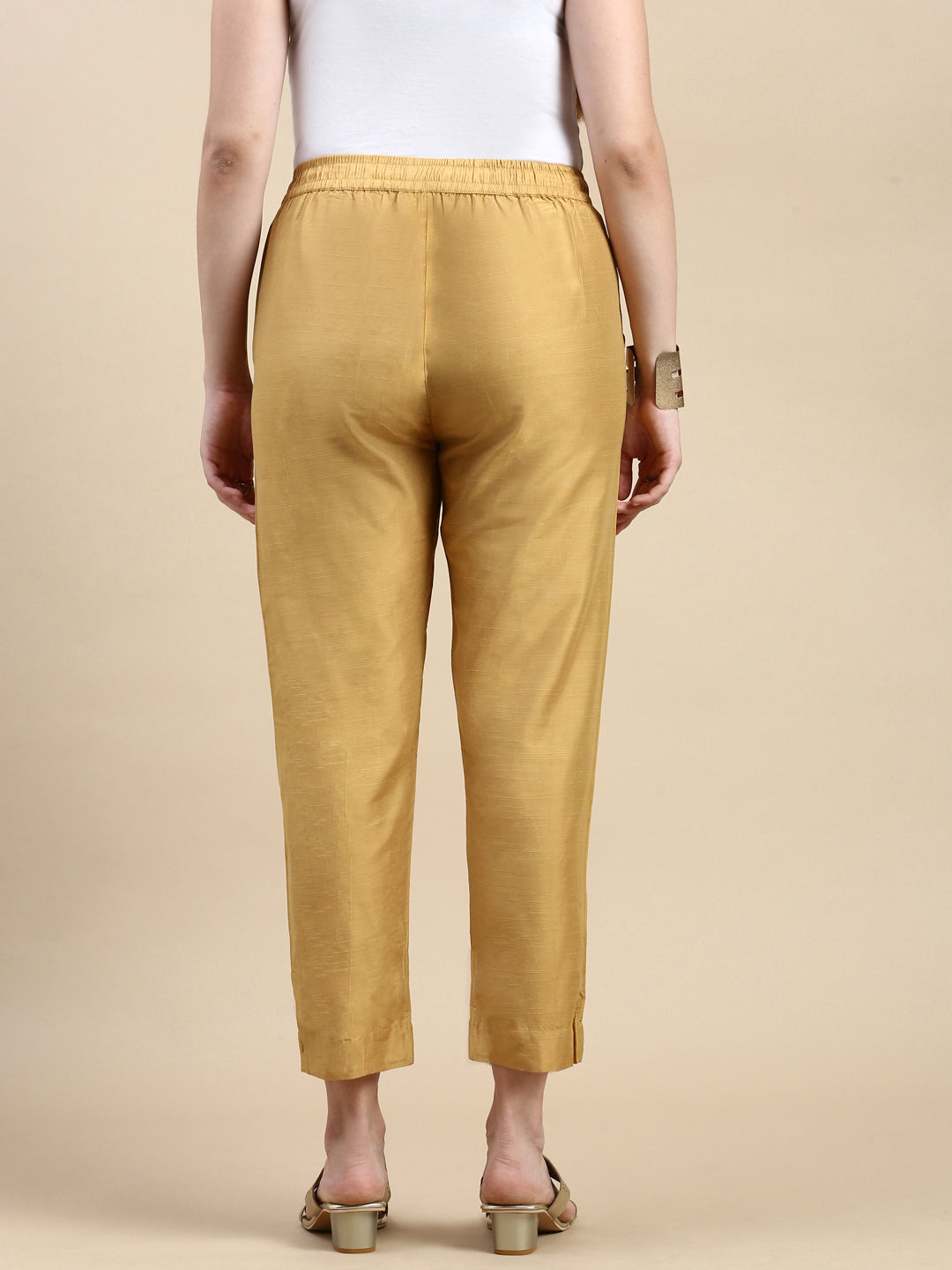 cigarette pants golden Buy Indya Regular Fit for Women Online @ Tata CLiQ waisted silhouette Women's Gold Designer Trousers |