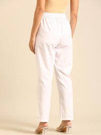 Straight Pant All Over Print-White - De Moza