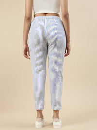 Stripped Cigarette Pants-Blue