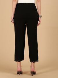 De Moza Women Knitted Viscose loosed Fit Palazzo with Functional Pockets Black