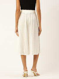 De Moza Women Culottes  Solid Viscose Offwhite - De Moza