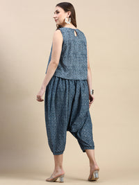 Harem Pant AOP-Indigo - De Moza