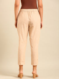 Printed Straight Pant-Beige - De Moza