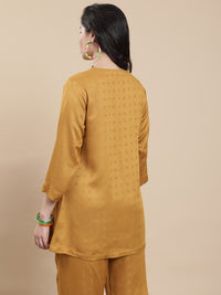 De Moza Women Co-ords with Pack of Top & Palazzo Dark Mustard