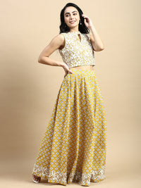 Co-Ord Set (Blouse & Skirt)-Mustard - De Moza