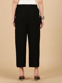 De Moza Women Woven Rayon loosed Fit Palazzo with Functional Pockets Black