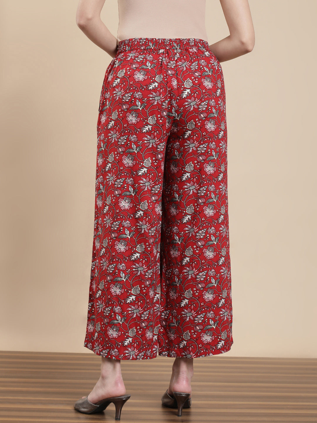 De Moza Women's Festive Palazzo Maroon