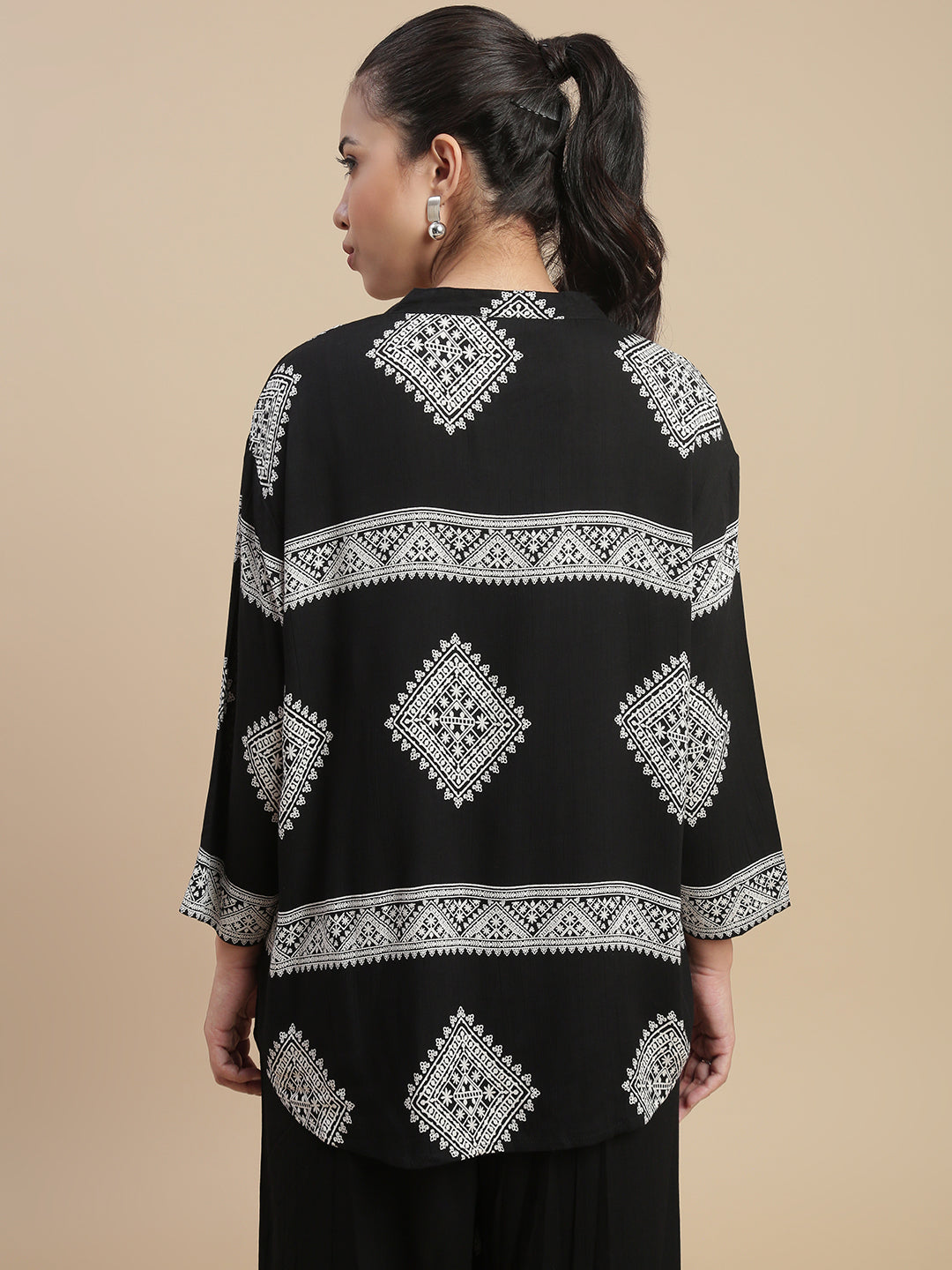 De Moza Women's Officewear Co-ords (Shirt & Straight Palazzo) Black - De Moza