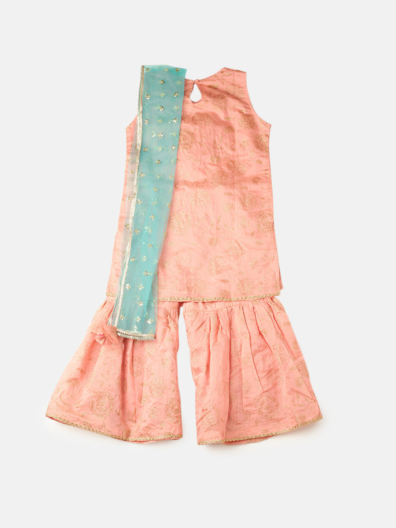 PIPIN Girls Sharara Set Aqua Pink