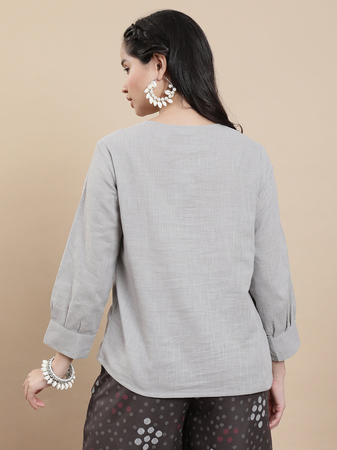 De Moza Women Casual Top Light Grey