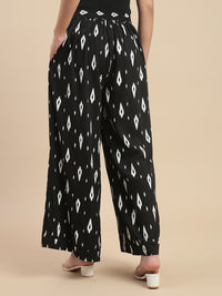 De Moza Women's Officewear Co-ords (Crop Shirt & Palazzo) Black - De Moza