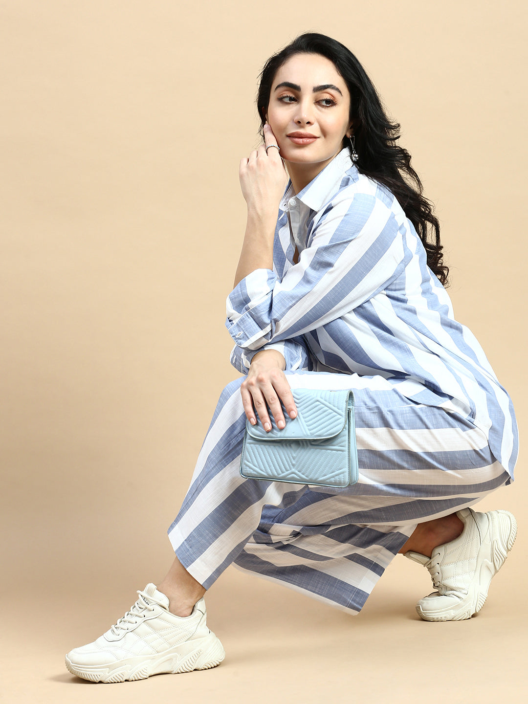 Straight Pant Striped-Blue - De Moza