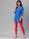 De Moza Ladies Ankle Length Leggings Solid Cotton Coral