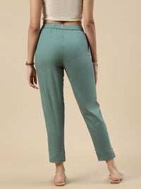 Casual Straight Pant-Peacock Green