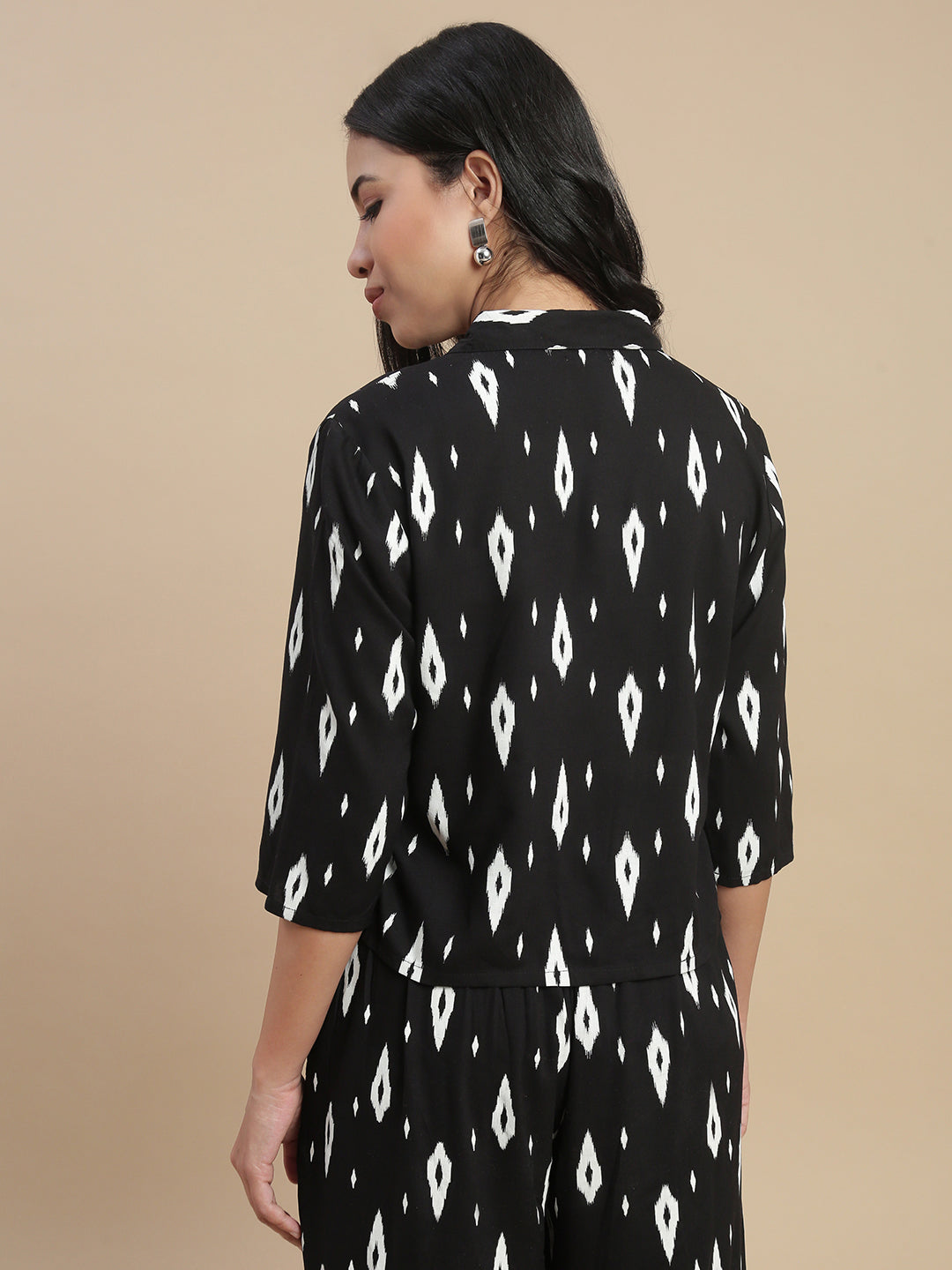 De Moza Women's Officewear Co-ords (Crop Shirt & Palazzo) Black - De Moza
