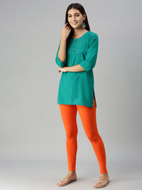 Ankle Length Leggings Cotton-Orange - De Moza