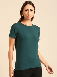 T-Shirt Regular Sleeve-Bottle Green - De Moza