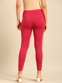Ankle Length Leggings Viscose-Dark Pink - De Moza