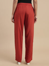 De Moza Women Casual Pants Rust Orange - De Moza