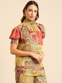 Co-Ord Set (Casual Top & Palazzo)-Multi - De Moza