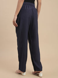 De Moza Women's Officewear Co-ords (Straight Pant & Tunic Top) Navy Blue - De Moza