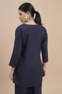 De Moza Women Casual Tunic Top Navy Blue - De Moza