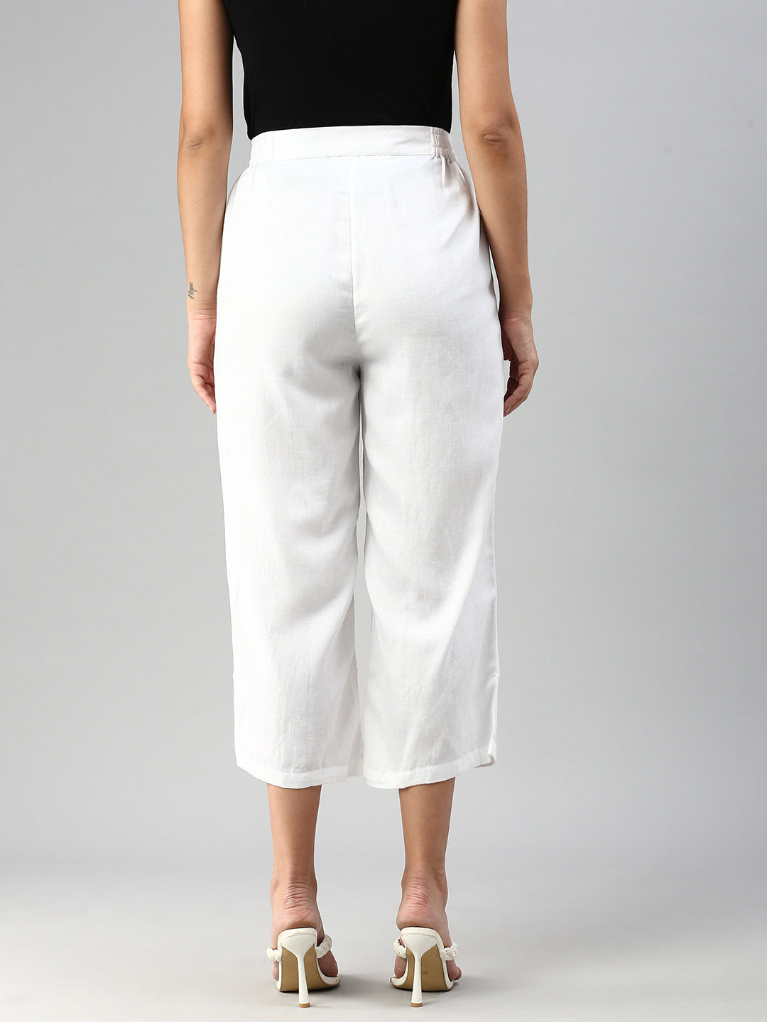 De Moza Women Crop Palazzo White