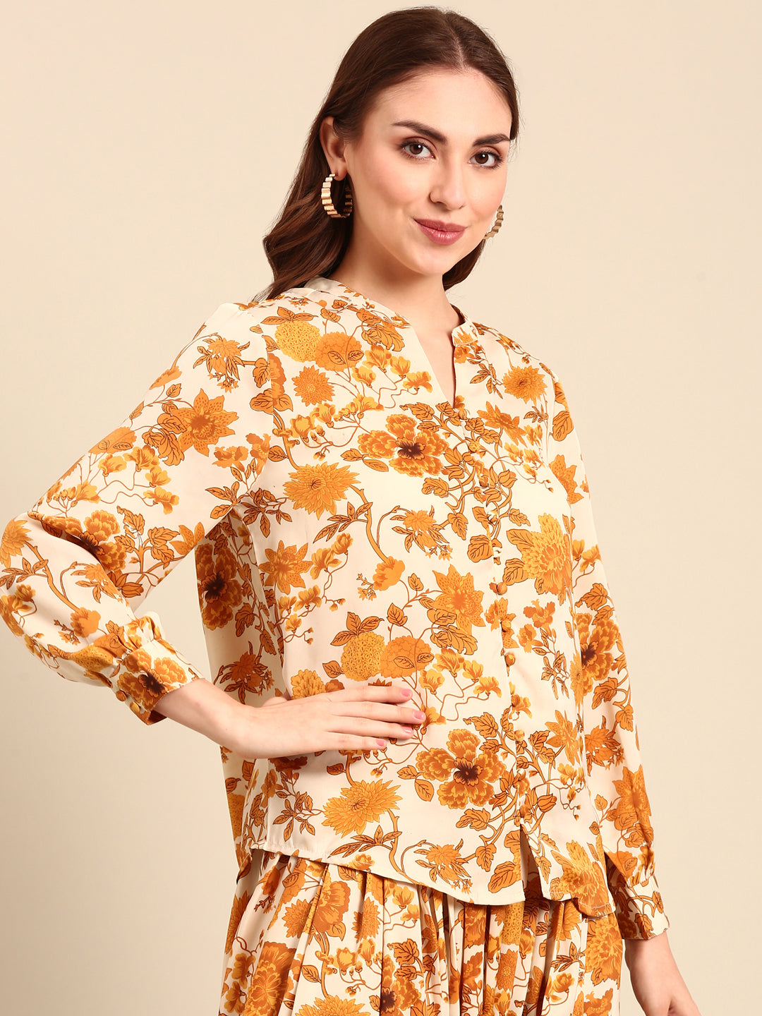 Top Floral Print-Yellow - De Moza